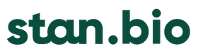 Le logo de la marque Stan.bio est au centre de l'image en vert.